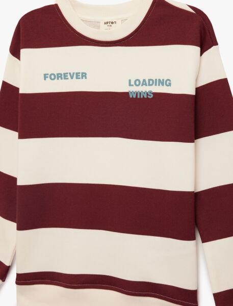 Koton Ekru Çizgili Sweatshirt 6Skb10290Tk Ekru - 9-10