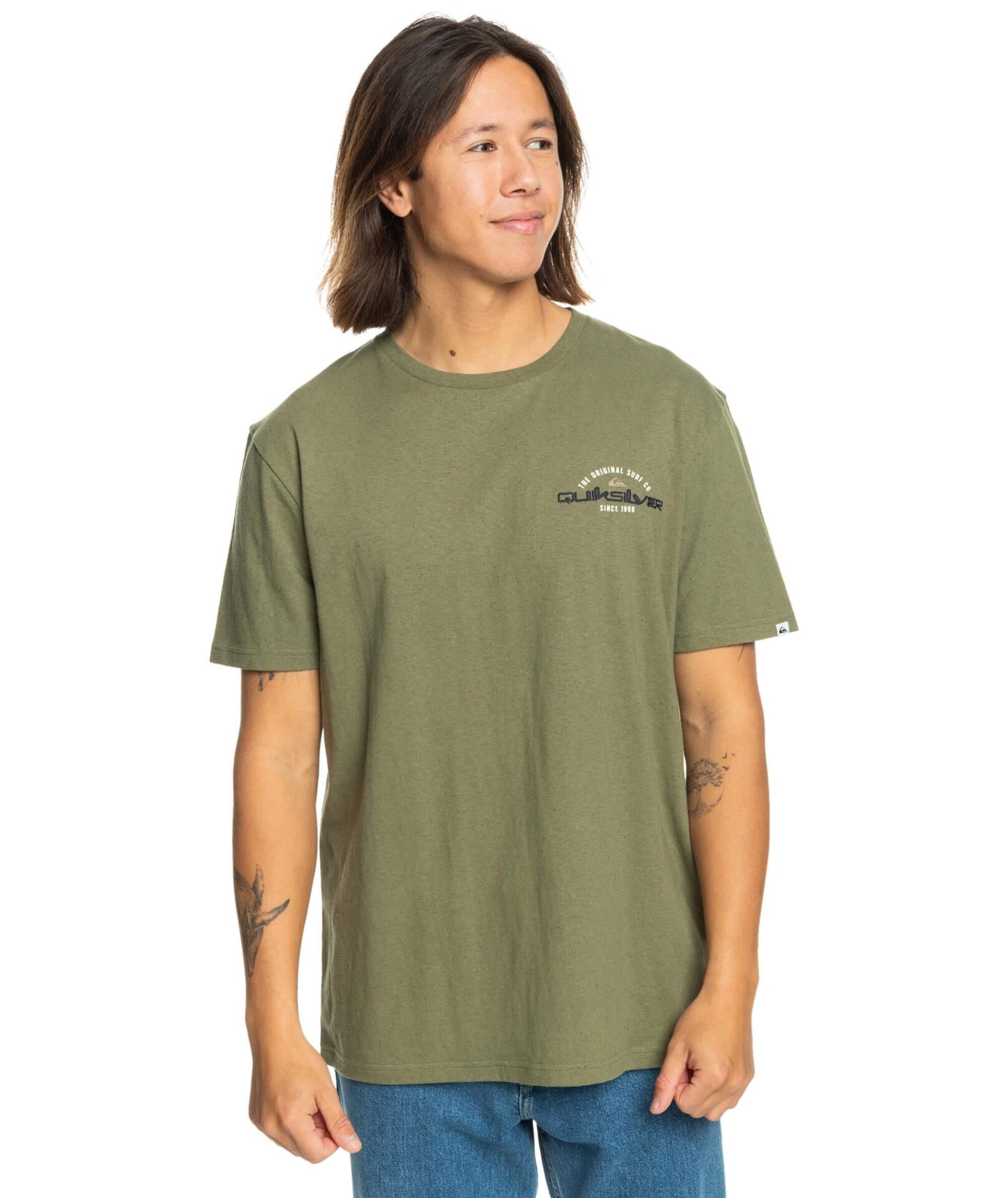 Quiksilver Arched Type Ss Erkek Tişört Yeşil - XL