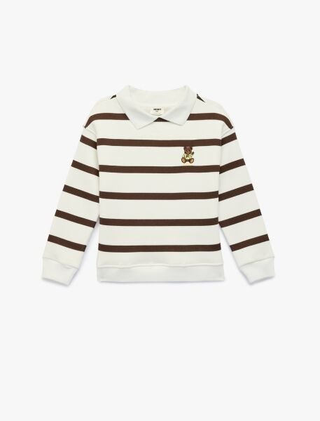 Koton Kahverengi Çizgili Sweatshirt 6Skg10251Ak Kahverengi - 9-10