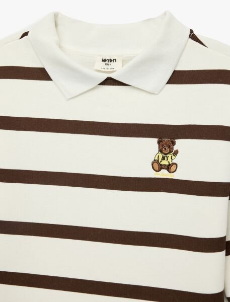 Koton Kahverengi Çizgili Sweatshirt 6Skg10251Ak Kahverengi - 9-10