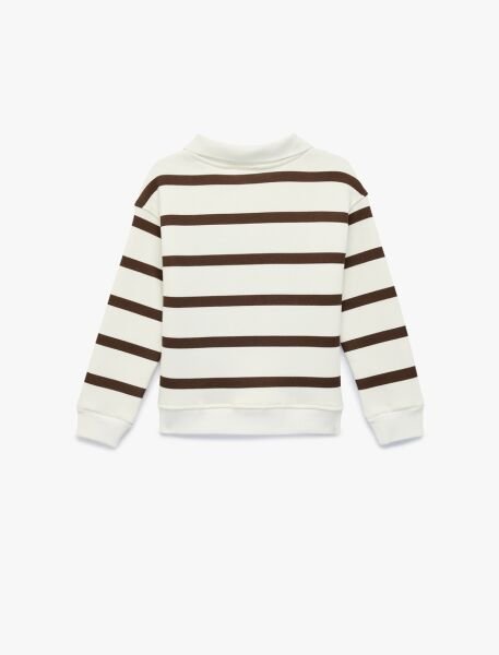Koton Kahverengi Çizgili Sweatshirt 6Skg10251Ak Kahverengi - 9-10