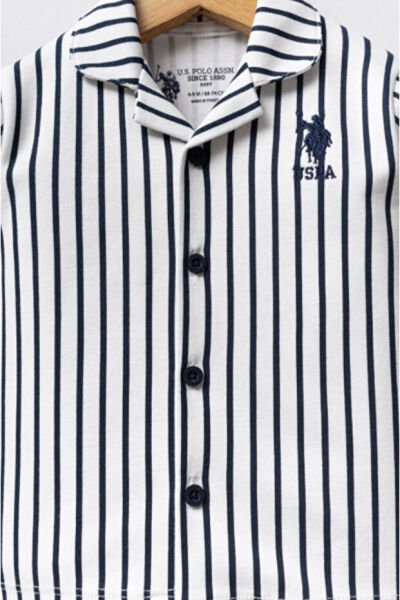 U.S. Polo Erkek Bebek Gömlek Pijama 6-9 - Beyaz