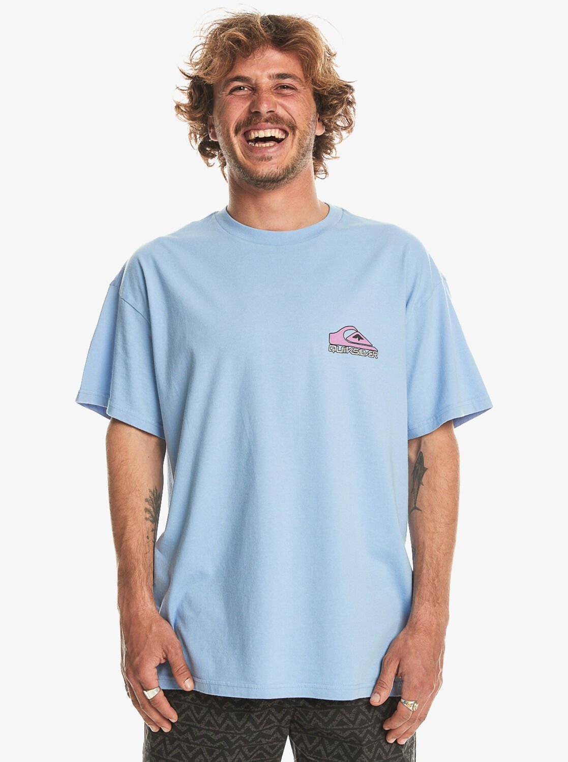 Quiksilver Take Us Back Logo Ss Erkek Tişört Mavi - L