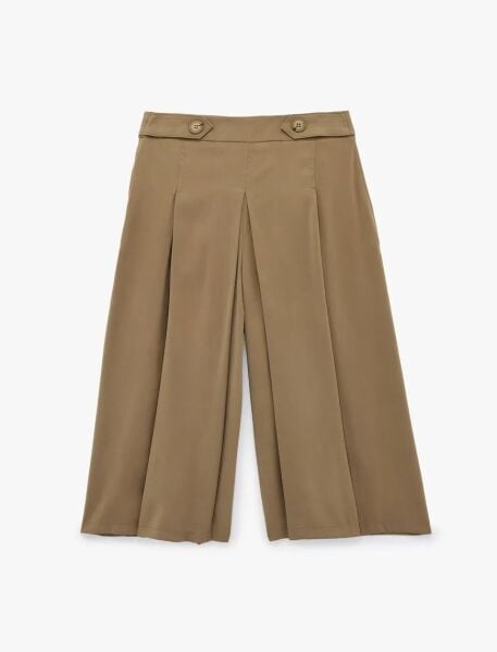 Viskon Cupro Kumaş Pileli Bermuda Pantolon