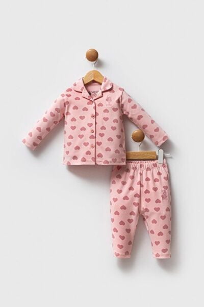 U.S.Polo Assn Kız Bebek Gömlek Pijama Takımı 6-9 - Açık Pembe