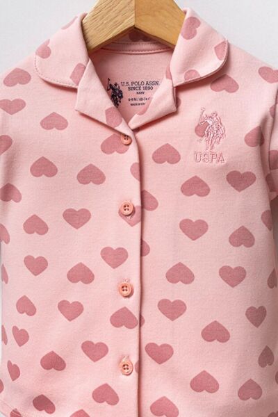 U.S.Polo Assn Kız Bebek Gömlek Pijama Takımı 9-12 - Açık Pembe