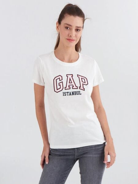 Gap Kadın T-shirt V-FRCH EXC ISTANBUL SS CLSC TEE Beyaz - XS