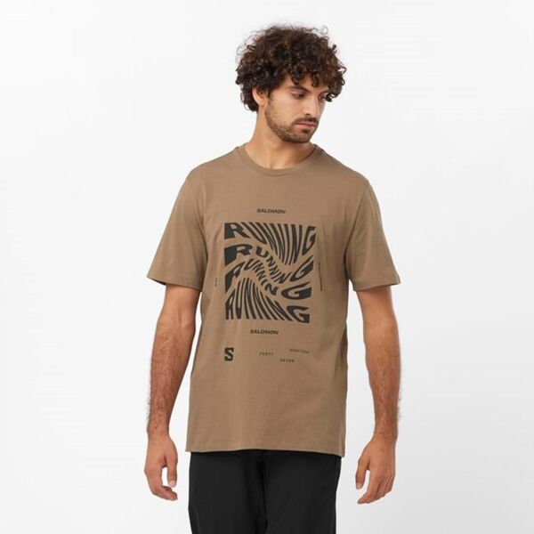 Salomon Running Graphic Ss Tee Erkek Kısa Kollu T-Shirt Kahverengi - S