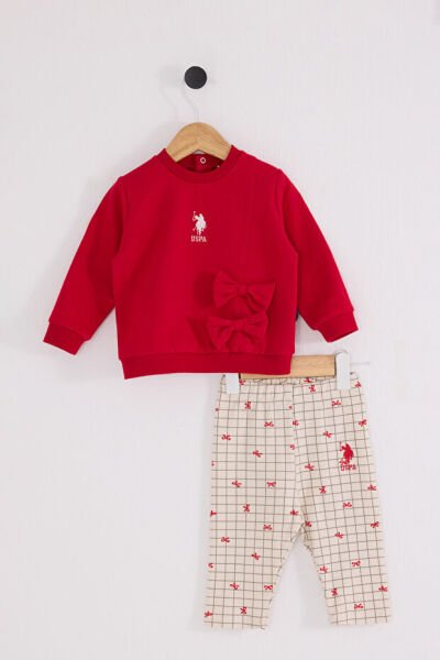 U.S.Polo Assn Kız Bebek 2 li Takım 9-12 - Kırmızı