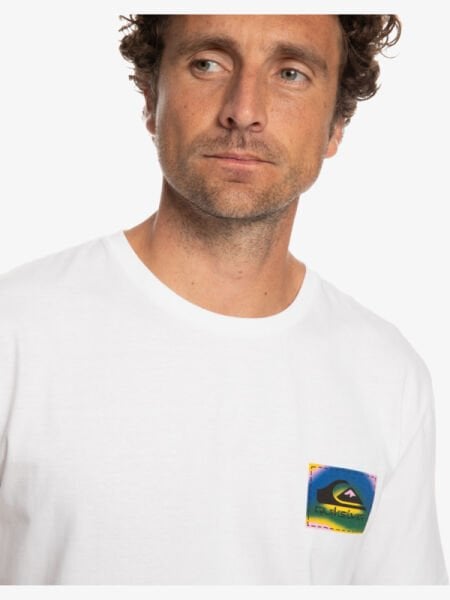 Quiksilver Erkek Beyaz Color Flow Pamuklu Grafik Baskılı T-Shirt EQYZT07229 L - Bright White - Solid