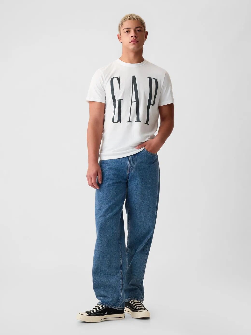 Gap Erkek T-shirt V-EVERYDAY SOFT CORP LOGO TEE Beyaz - XXL