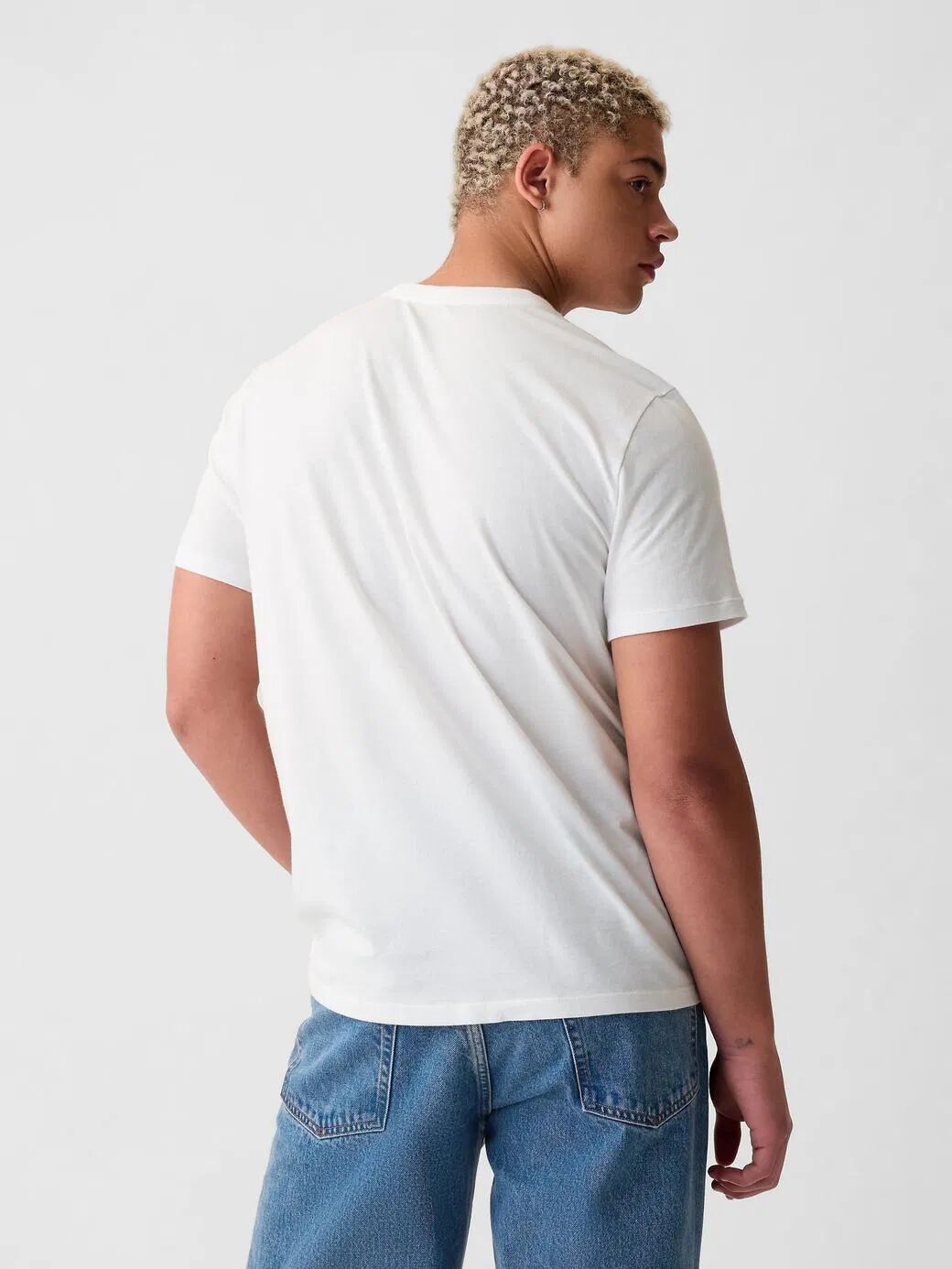 Gap Erkek T-shirt V-EVERYDAY SOFT CORP LOGO TEE Beyaz - XXL