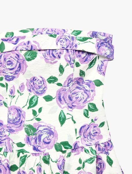 Koton X Sibil Çetinkaya - Çiçek Desenli Straplez Mini Balon Elbise