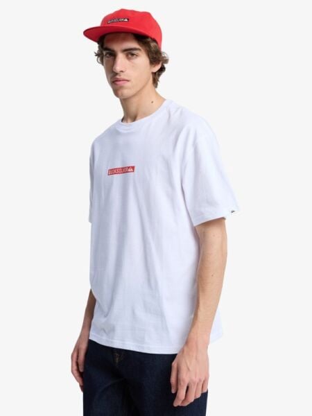 Quiksilver Erkek Beyaz Dna Clicker %100 Organik Pamuklu Tişört Eqyzt08207 XL - Bright White - Solid